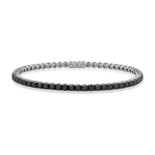 Bratara tennis din aur alb cu diamante negre de 3.7ct
