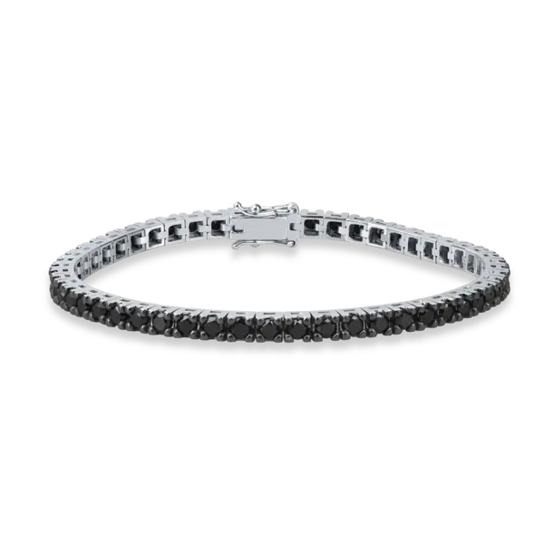 Bratara tennis din aur alb cu diamante negre de 4.1ct