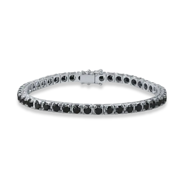 Bratara tennis din aur alb cu diamante negre de 7ct