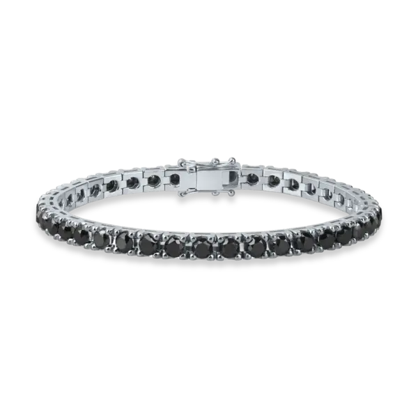 Bratara tennis din aur alb cu diamante negre de 9.8ct