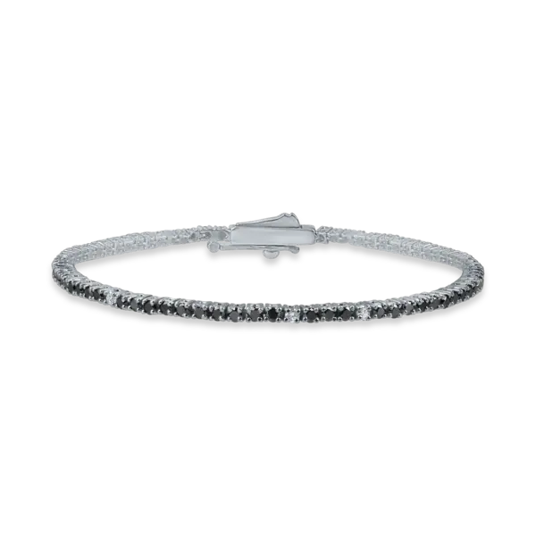 Bratara tennis din aur alb cu diamante negre si incolore de 2.1ct