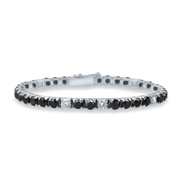 Bratara tennis din aur alb cu diamante negre si incolore de 10.1ct