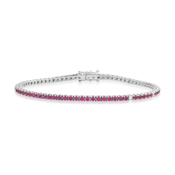 Bratara tennis din aur alb cu rubine de 1.85ct si diamante de 0.1ct