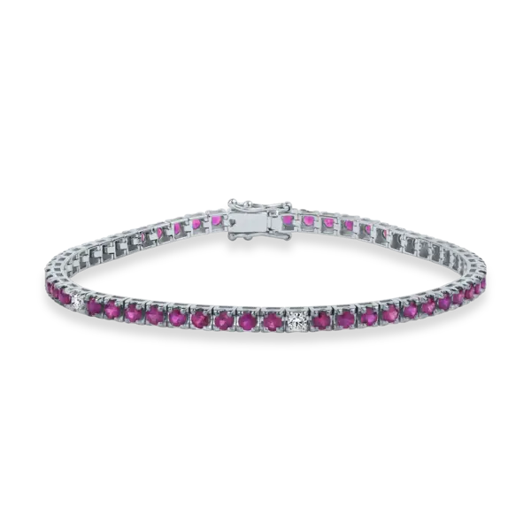 Bratara tennis din aur alb cu rubine si diamante de 4.05ct