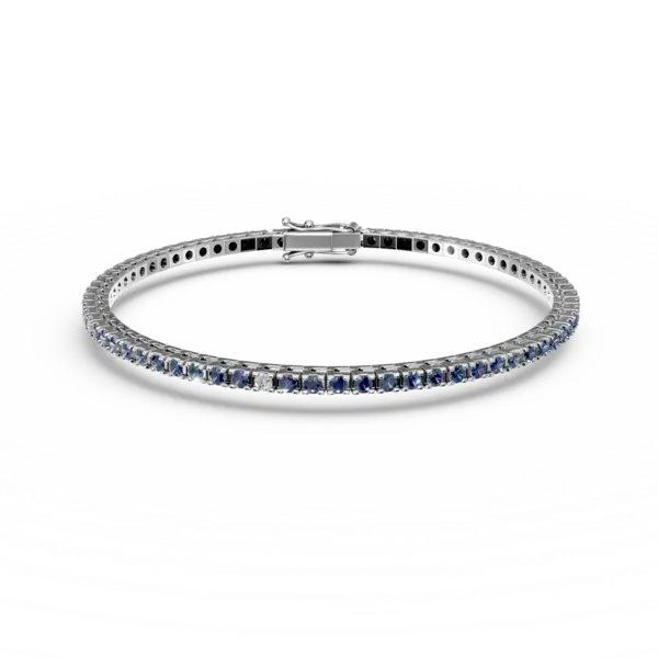 Bratara tennis din aur alb cu safire de 2.5ct si diamante de 0.15ct