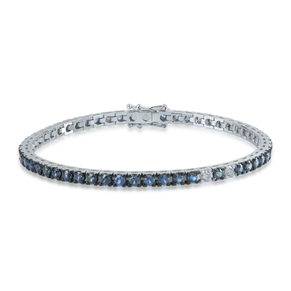 Bratara tennis din aur alb cu safire de 3.9ct si diamante de 0.3ct