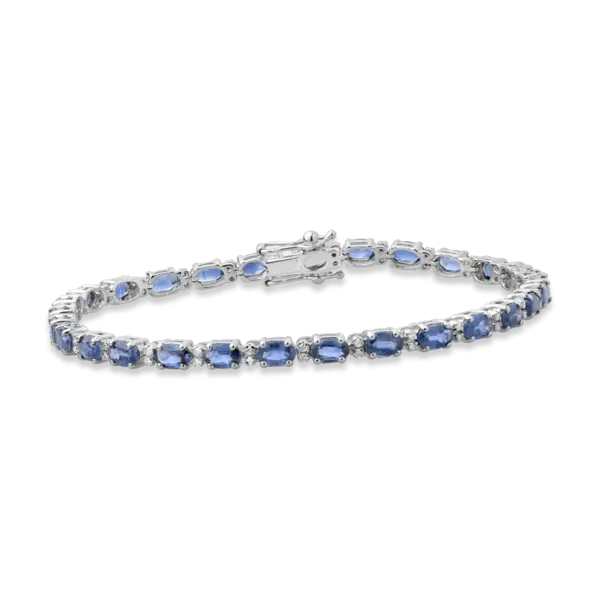 Bratara tennis din aur alb cu safire de 7.87ct si diamante de 0.24ct