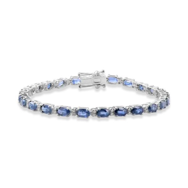 Bratara tennis din aur alb cu safire ovale de 9.2ct si diamante de 0.3ct