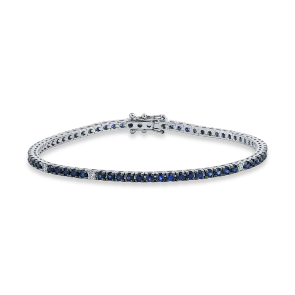 Bratara tennis din aur alb cu safire si diamante de 2.6ct