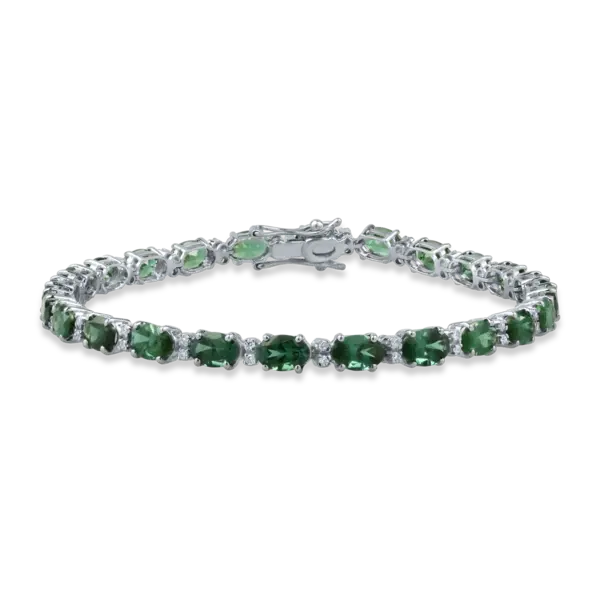 Bratara tennis din aur alb cu tsavorite de 11.45ct si diamante de 0.35ct