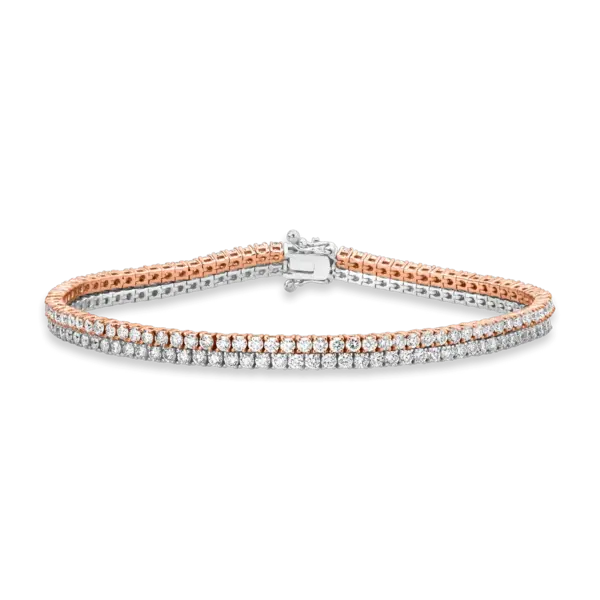 Bratara tennis din aur alb-roz cu diamante de 4.72ct