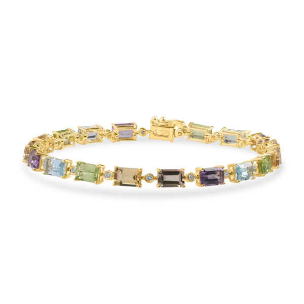Bratara tennis din aur galben cu pietre semipretioase baguette de 10.81ct