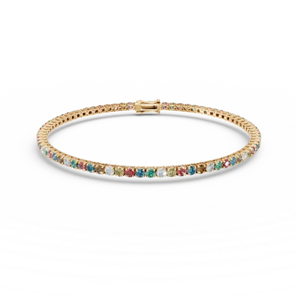 Bratara tennis din aur galben cu safire multicolore de 2.7ct