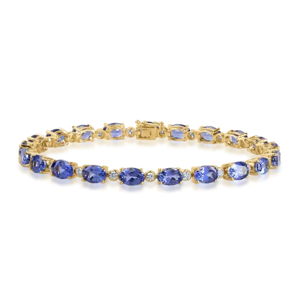 Bratara tennis din aur galben cu tanzanite ovale de 13.05ct si diamante de 0.85ct