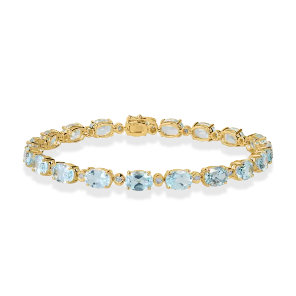 Bratara tennis din aur galben cu topaze ovale de 16.7ct si diamante de 0.4ct
