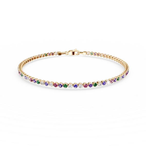 Bratara tennis din aur galben cu zirconia multicolore