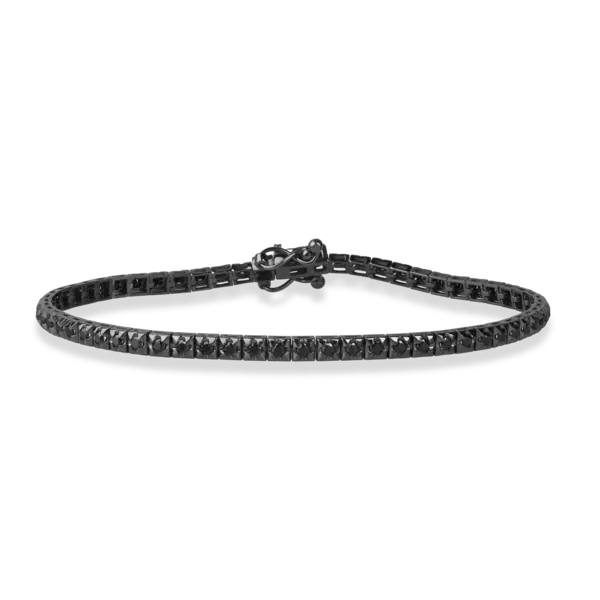 Bratara tennis din aur negru cu diamante negre de 1ct