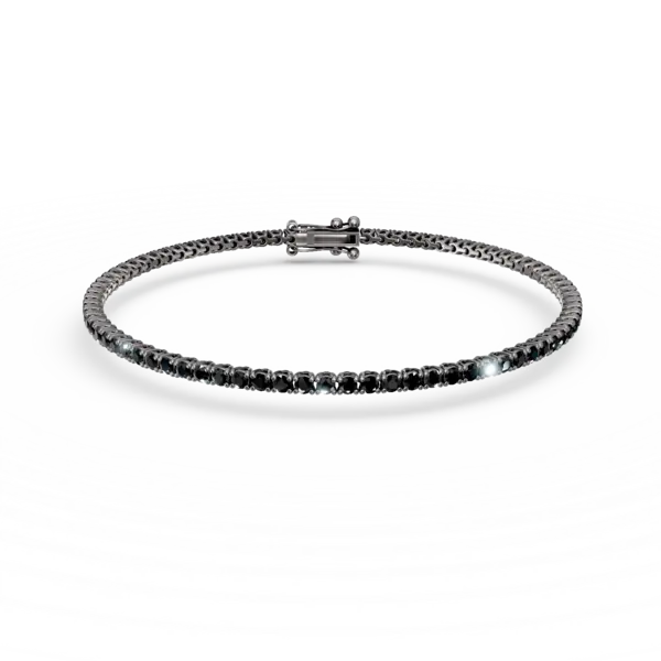 Bratara tennis din aur negru cu diamante negre de 2ct