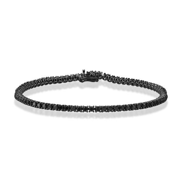 Bratara tennis din aur negru cu diamante negre de 3ct