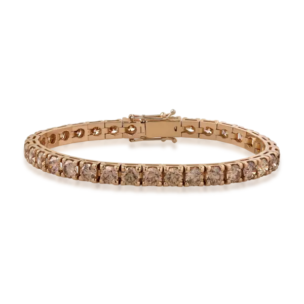 Bratara tennis din aur roz cu diamante coniac de 10.65ct