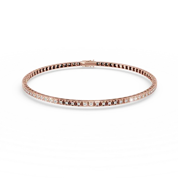 Bratara tennis din aur roz cu diamante de 0.5ct