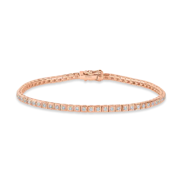 Bratara tennis din aur roz cu diamante de 0.9ct