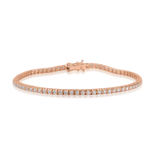 Bratara tennis din aur roz cu diamante de 1.6ct