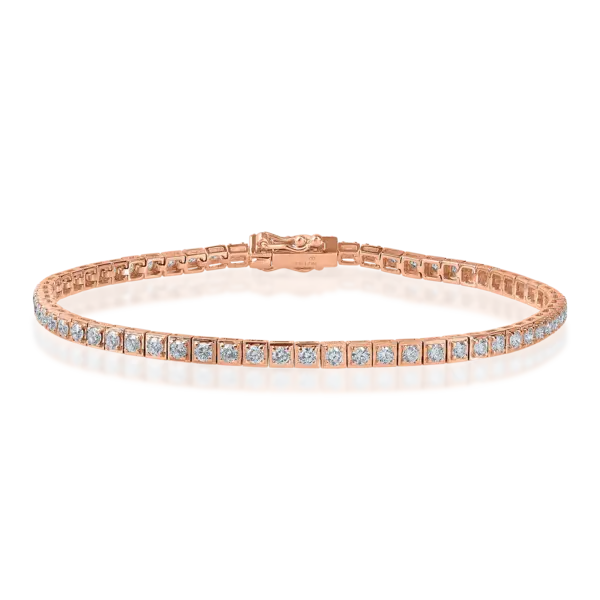 Bratara tennis din aur roz cu diamante de 1.8ct
