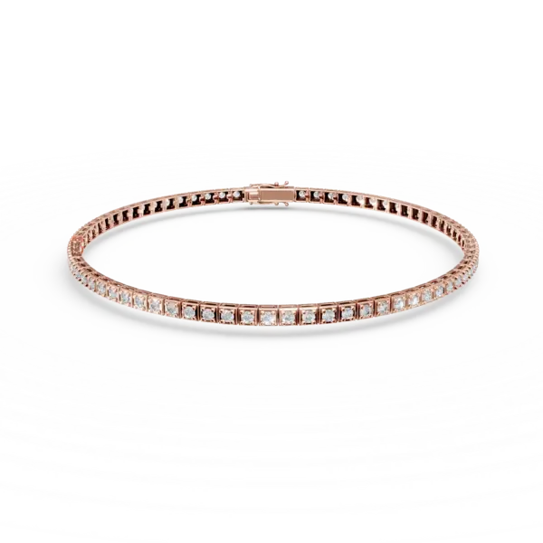 Bratara tennis din aur roz cu diamante de 1ct