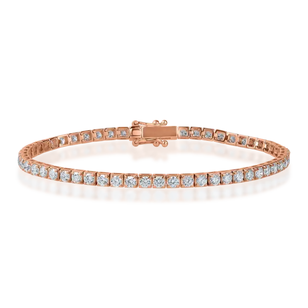 Bratara tennis din aur roz cu diamante de 2.8ct