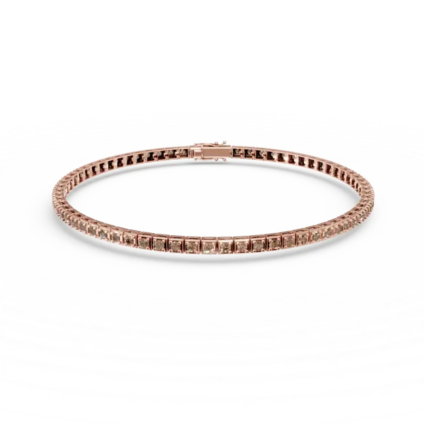 Bratara tennis din aur roz cu diamante maro de 0.7ct