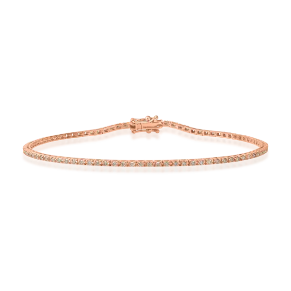 Bratara tennis din aur roz cu diamante maro de 0.9ct