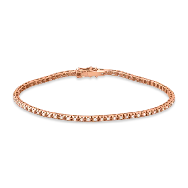 Bratara tennis din aur roz cu diamante maro de 1.22ct