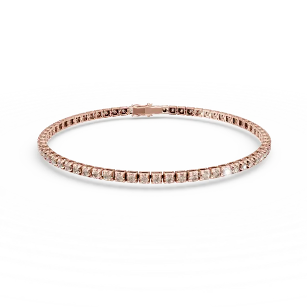 Bratara tennis din aur roz cu diamante maro de 1.5ct