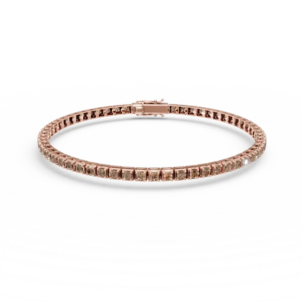 Bratara tennis din aur roz cu diamante maro de 1.9ct