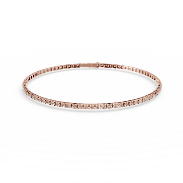 Bratara tennis din aur roz cu diamante maro de 2.25ct
