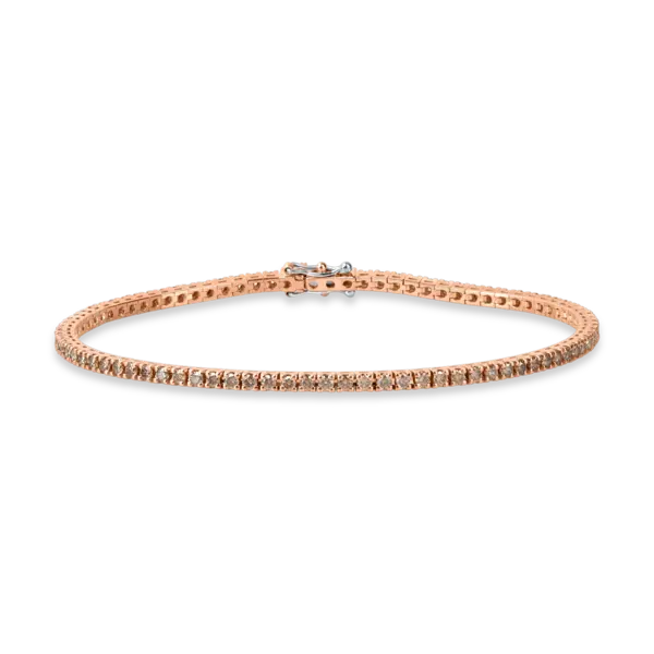 Bratara tennis din aur roz cu diamante maro de 2.6ct pentru barbati