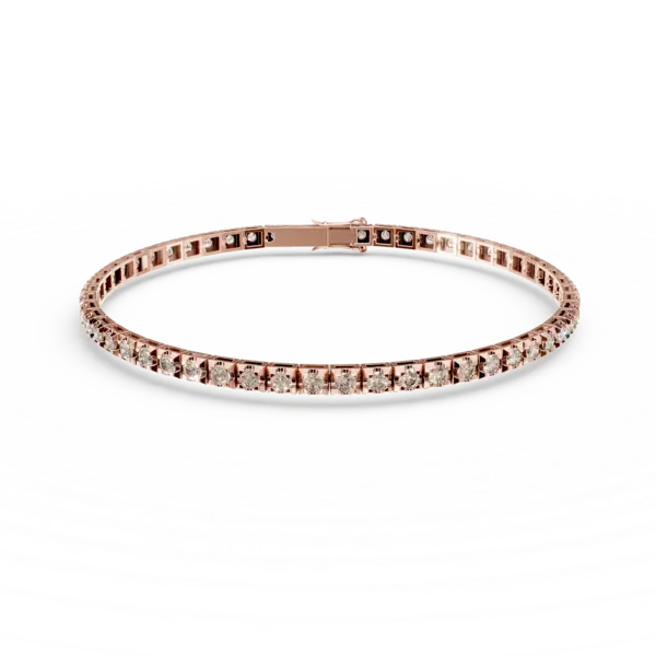 Bratara tennis din aur roz cu diamante maro de 3.2ct