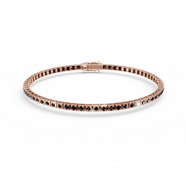 Bratara tennis din aur roz cu diamante negre de 0.9ct