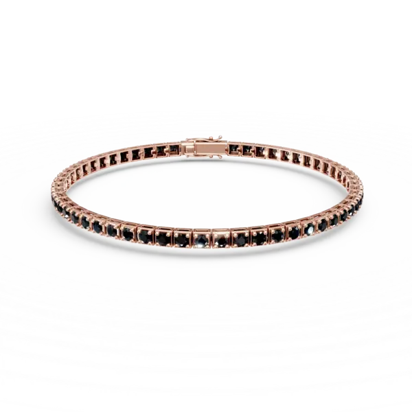 Bratara tennis din aur roz cu diamante negre de 3.5ct