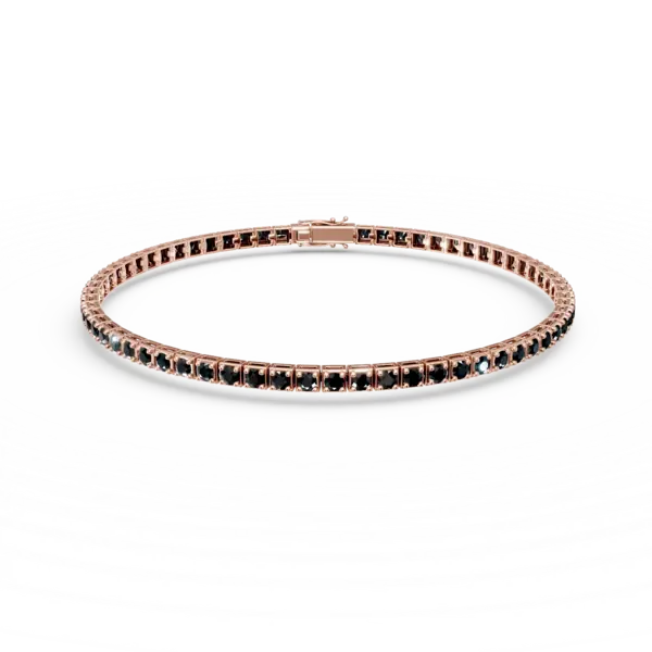 Bratara tennis din aur roz cu diamante negre de 3ct