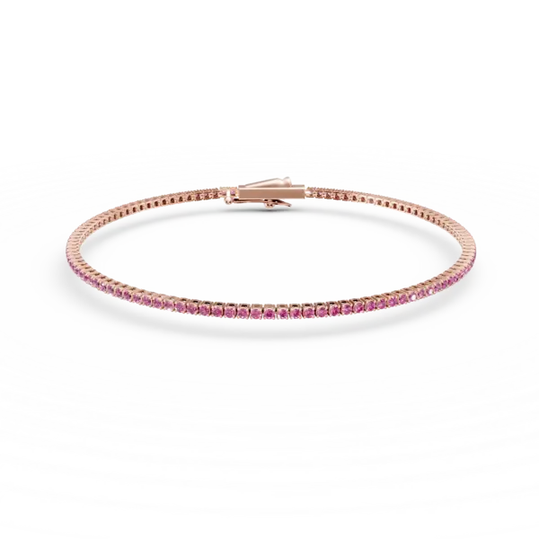 Bratara tennis din aur roz cu safire roz de 1.4ct