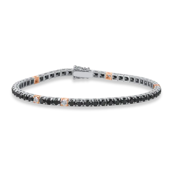 Bratara tennis din aur roz-negru cu diamante de 6.6ct