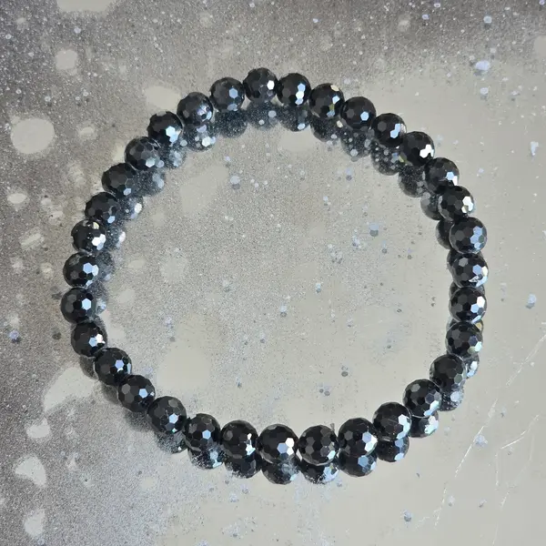Bratara turmalina neagra fatetata 6 mm, calitate AAA