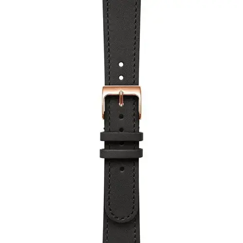 Bratara Withings, 18 mm, Piele, Piele cu cusaturi, catarama Pink gold, Negru