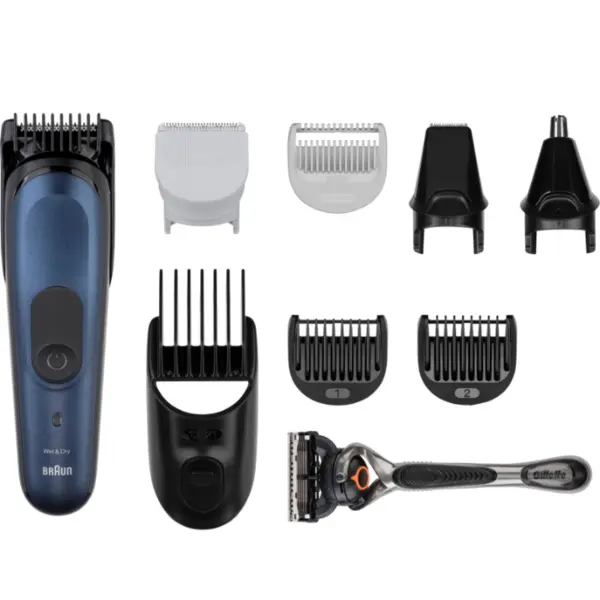 BRAUN Aparat de ras electric Braun MGK7410, wireless, autonomie 100 min, 10 accesorii, Albastru