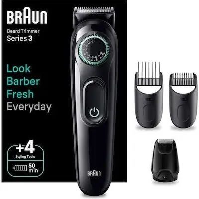 BRAUN Aparat de tuns barba Braun BT3421 Series 3, Reincarcabila, 50 min autonomie, Neagru/Verde