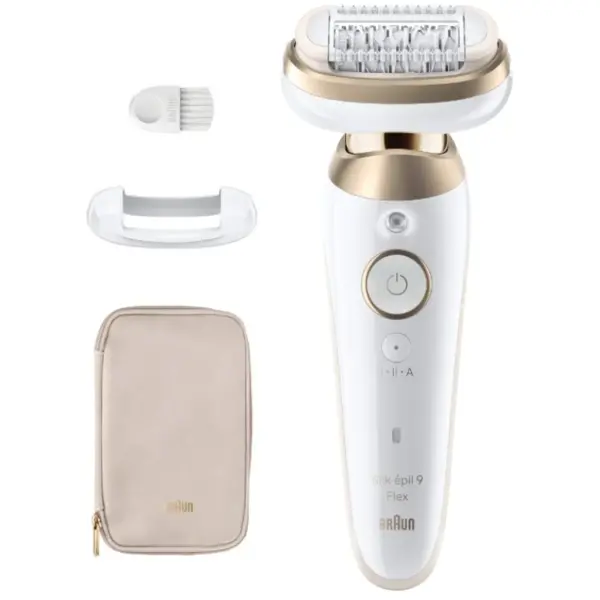 BRAUN Epilator Braun Silk-epil 9-011 3D, antialunecare, Smartlight, cap pivotant, Alb/Auriu