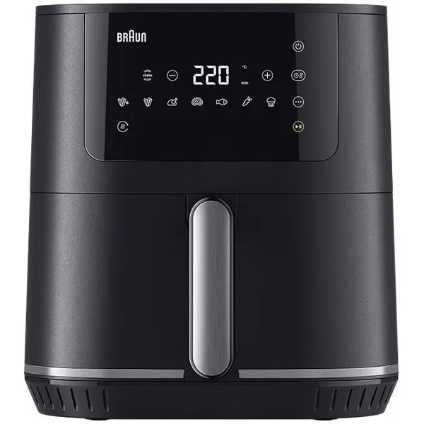 BRAUN Friteuza cu aer cald, fara ulei, Braun MultiFry 5 HF5030, 1700W, 6L, tehnologie RealAir, 8 programe automate, temperatura ajustabila, timer, ecran digital, oprire automata, negru