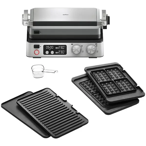 BRAUN Gratar electric BRAUN MultiGrill CG7044, 2000W, 3 moduri de gatire, 2 zone de gatit cu termostate electronice independente, 2 seturi de placi detasabile, deschidere 180°, tava scurgere detasabila, argintiu
